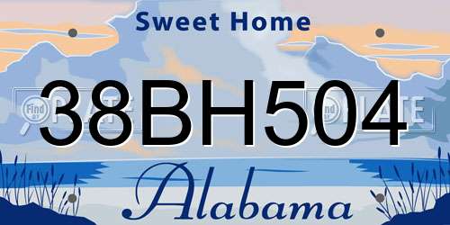 38BH504 Alabama License Plate