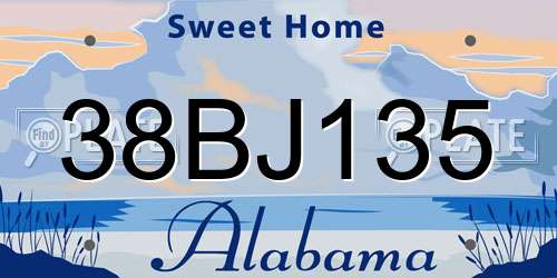 38BJ135 Alabama License Plate