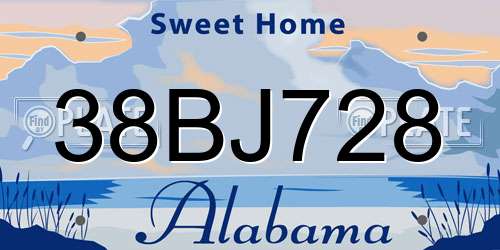 38BJ728 Alabama License Plate