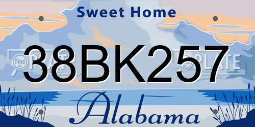 38BK257 Alabama License Plate