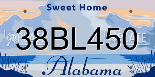 38BL450 Alabama License Plate