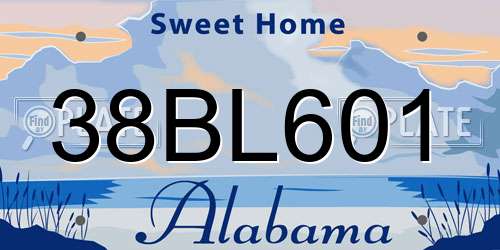 38BL601 Alabama License Plate
