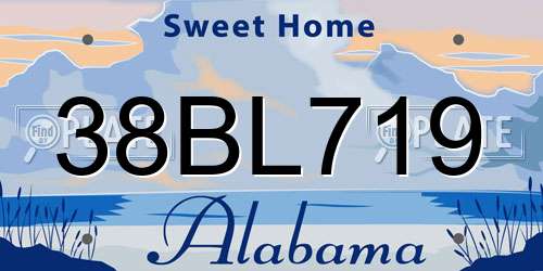 38BL719 Alabama License Plate