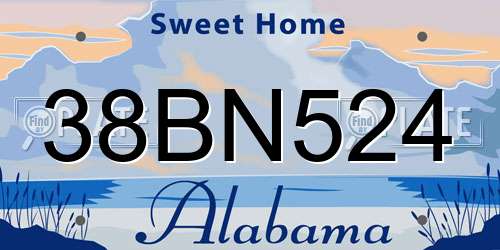 38BN524 Alabama License Plate