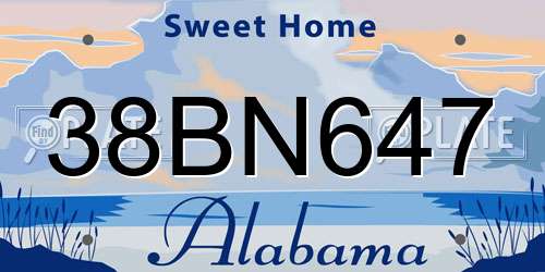 38BN647 Alabama License Plate