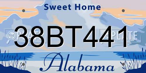 38BT441 Alabama License Plate