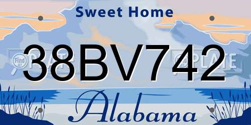 38BV742 Alabama License Plate