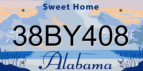38BY408 Alabama License Plate