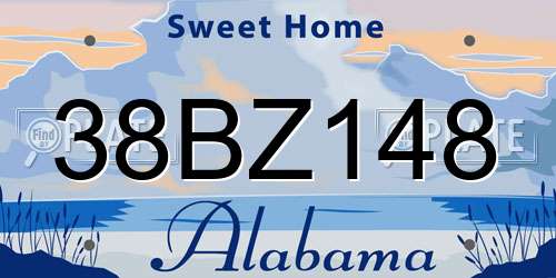 38BZ148 Alabama License Plate