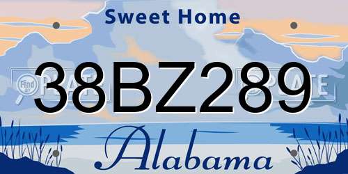 38BZ289 Alabama License Plate