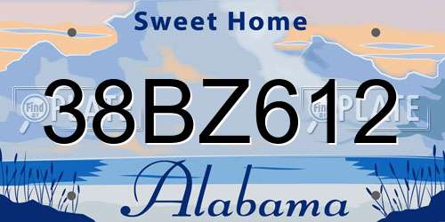 38BZ612 Alabama License Plate