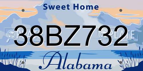 38BZ732 Alabama License Plate