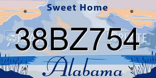38BZ754 Alabama License Plate