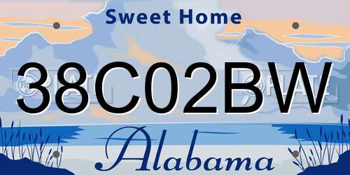 38C02BW Alabama License Plate
