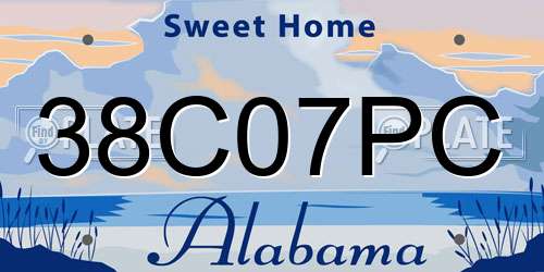 38C07PC Alabama License Plate