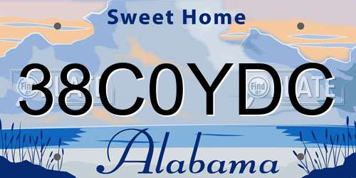38C0YDC Alabama License Plate