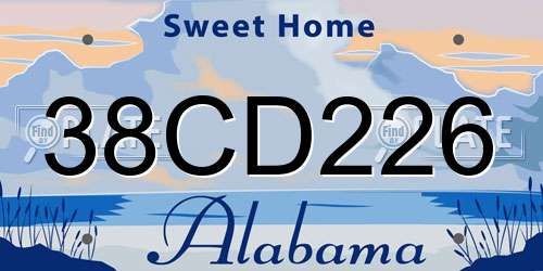 38CD226 Alabama License Plate