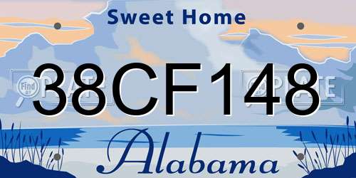 38CF148 Alabama License Plate
