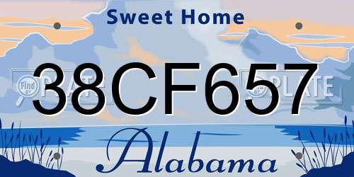 38CF657 Alabama License Plate