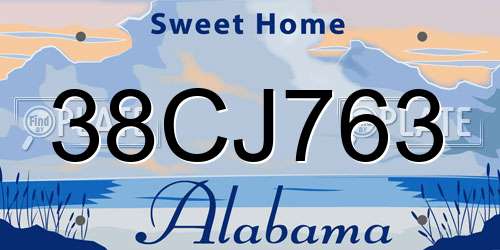 38CJ763 Alabama License Plate