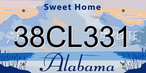 38CL331 Alabama License Plate