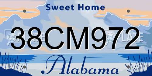 38CM972 Alabama License Plate
