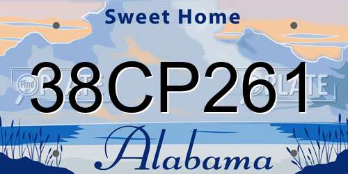 38CP261 Alabama License Plate