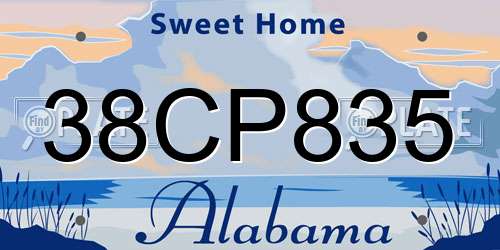 38CP835 Alabama License Plate