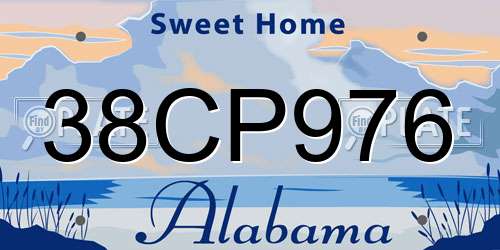 38CP976 Alabama License Plate