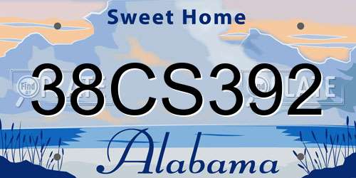 38CS392 Alabama License Plate