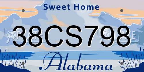 38CS798 Alabama License Plate