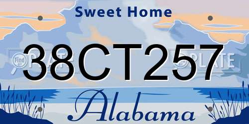 38CT257 Alabama License Plate