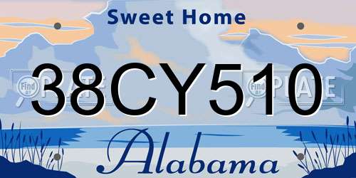 38CY510 Alabama License Plate