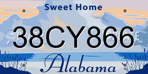 38CY866 Alabama License Plate
