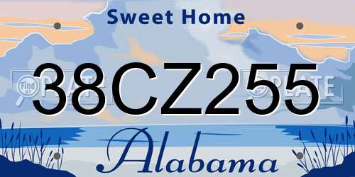 38CZ255 Alabama License Plate
