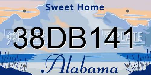 38DB141 Alabama License Plate
