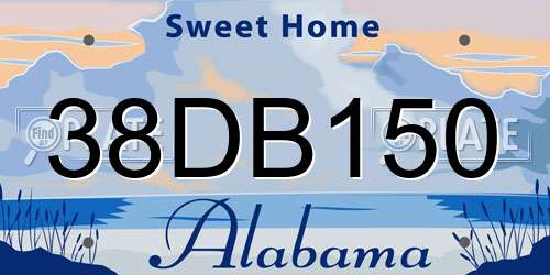 38DB150 Alabama License Plate