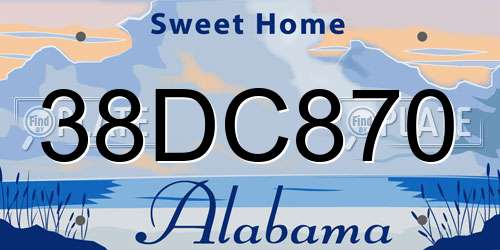 38DC870 Alabama License Plate