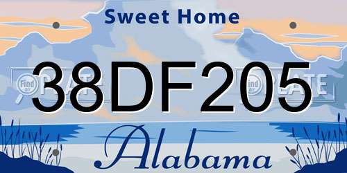 38DF205 Alabama License Plate