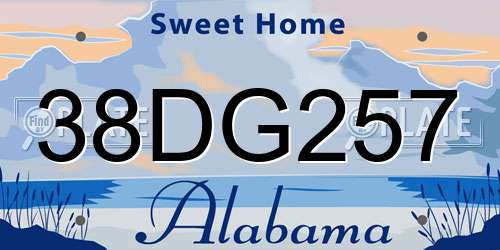 38DG257 Alabama License Plate