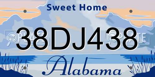 38DJ438 Alabama License Plate