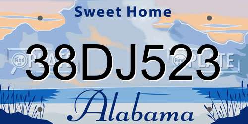 38DJ523 Alabama License Plate