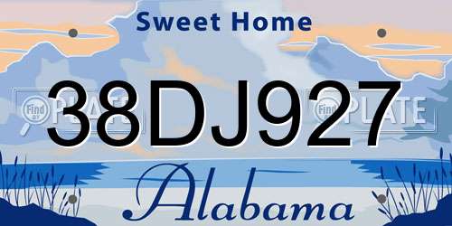 38DJ927 Alabama License Plate