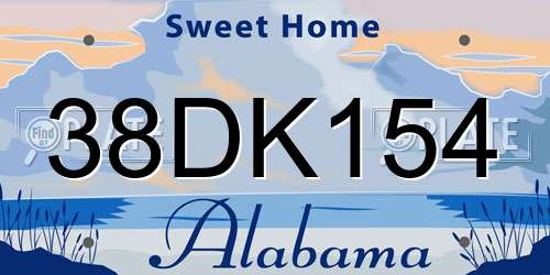 38DK154 Alabama License Plate