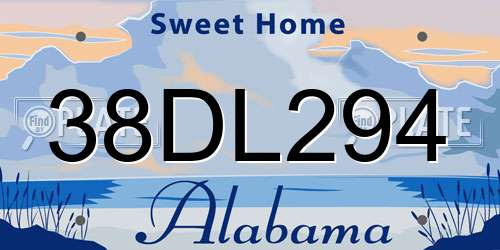 38DL294 Alabama License Plate