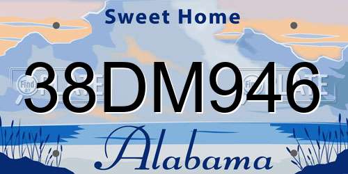 38DM946 Alabama License Plate