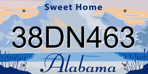 38DN463 Alabama License Plate
