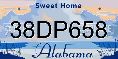 38DP658 Alabama License Plate