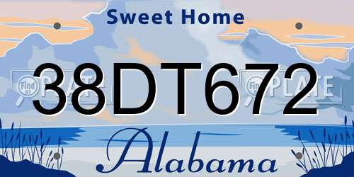 38DT672 Alabama License Plate