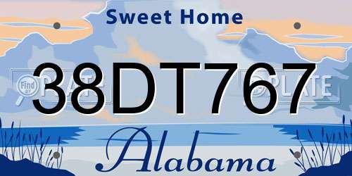 38DT767 Alabama License Plate